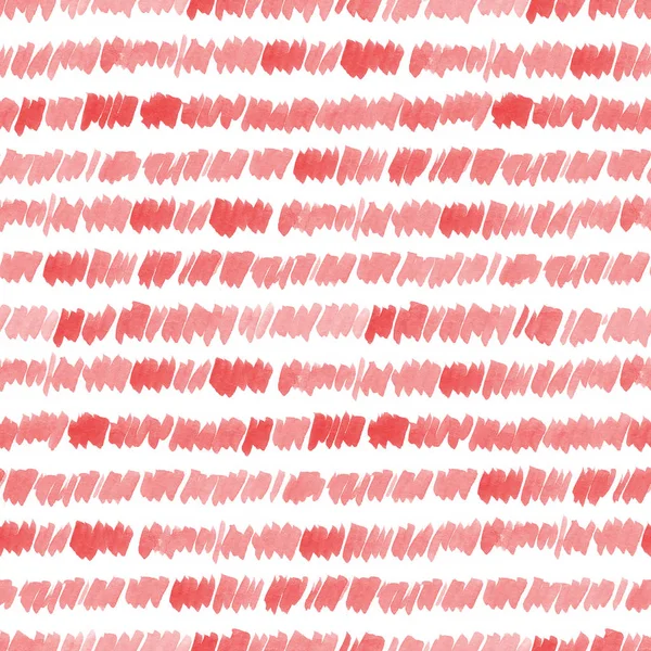 Seamless red watercolor pattern on white background. Watercolor seamless pattern with lines and stripes. — Stock Photo, Image