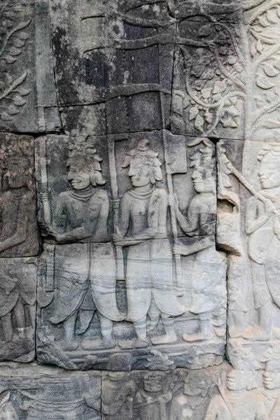 Αρχαία πέτρινα γλυπτά σε βουδιστικό ναό — Φωτογραφία Αρχείου