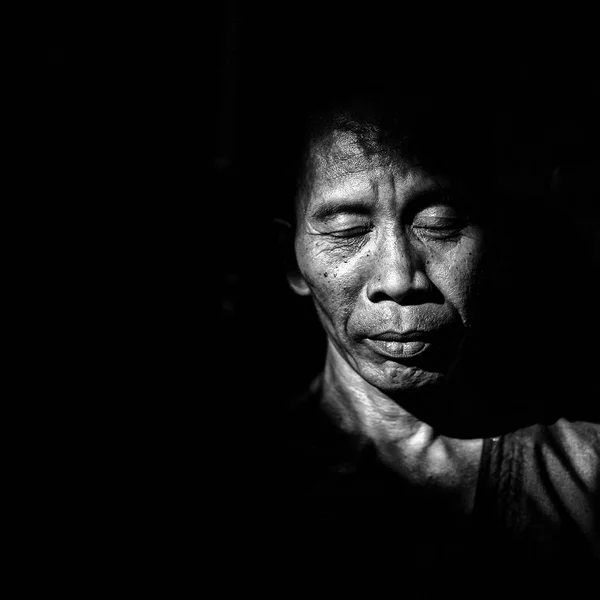 Portrait of asian man with closed eyes — Stock Photo, Image