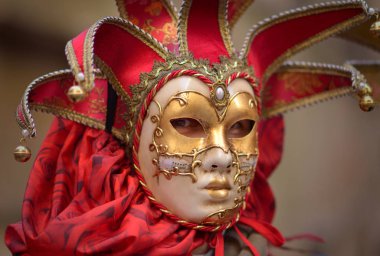 Venedik Maske ayakta karnavalında insan