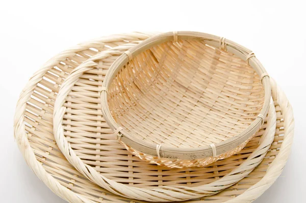 Bamboo Sieve White Background — Stock Photo, Image