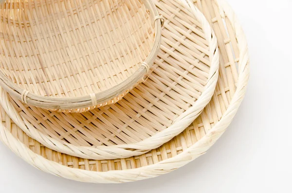 Bamboo Sieve Белом Фоне — стоковое фото