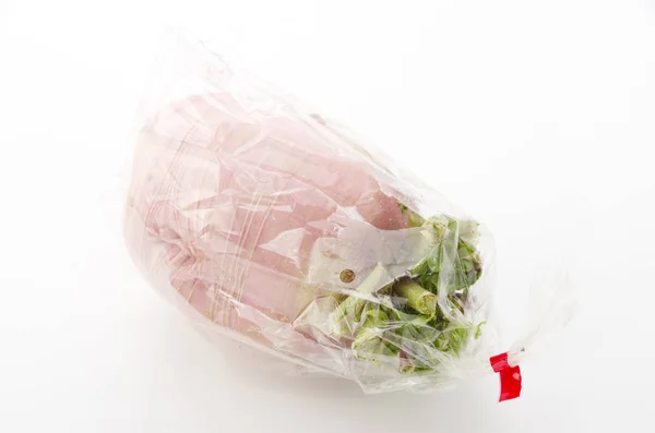 Beni Shigure Daikon Rabanete Vermelho Japonês Saco Plástico Fundo Branco — Fotografia de Stock