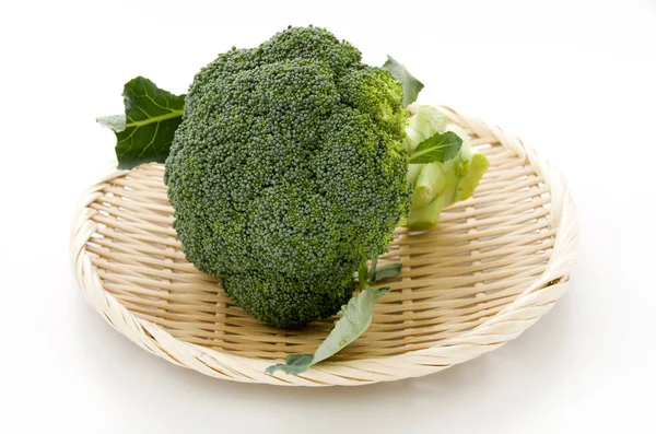 Broccoli Isoleret Bambussigte Hvid Baggrund - Stock-foto