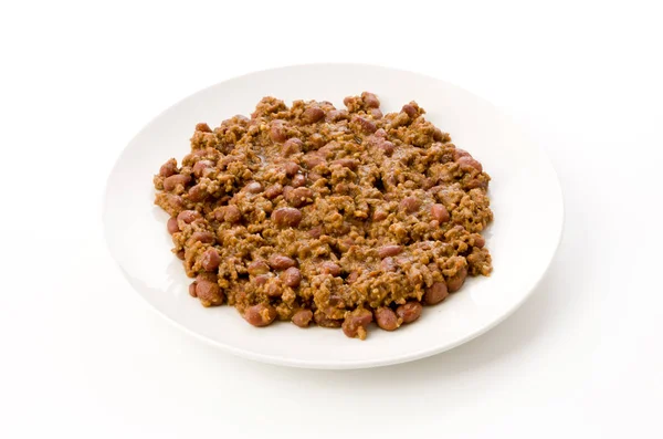 Chili Con Carne White Plate White Background Royalty Free Stock Photos