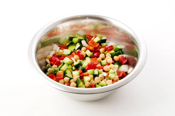 Csicseriborsó Saláta Zöldségekkel — Stock Fotó