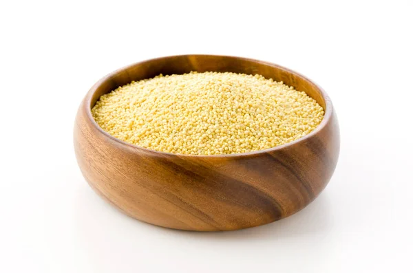 Glutinous Millet Wooden Bowl White Background — Stock Photo, Image