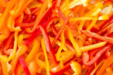 Kırmızı, Turuncu ve sarı dolmalık biber dokusu veya arka plan