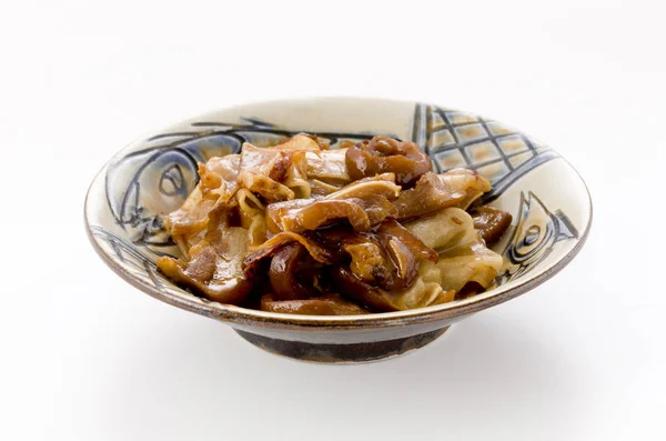 Japon Yemeği Okinawa Mutfağı Karıştırılmış Chiraga Domuz Kafasının Derisi Turp — Stok fotoğraf