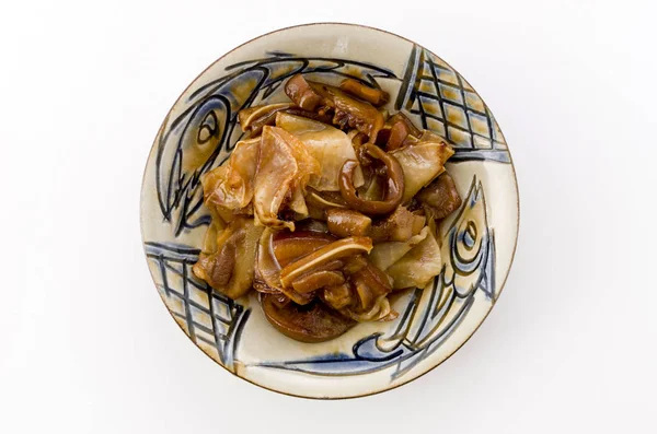 Ιαπωνικό Φαγητό Οκινάουα Κουζίνα Ανακατέψτε Τηγανητά Chiraga Δέρμα Από Κεφάλι — Φωτογραφία Αρχείου