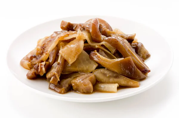 Japans Eten Okinawa Keuken Roergebakken Chiraga Huid Van Varkenskop Radijs — Stockfoto