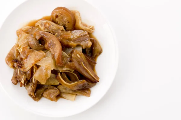 Japanisches Essen Okinawa Küche Gebratene Chiraga Haut Vom Schweinekopf Und — Stockfoto