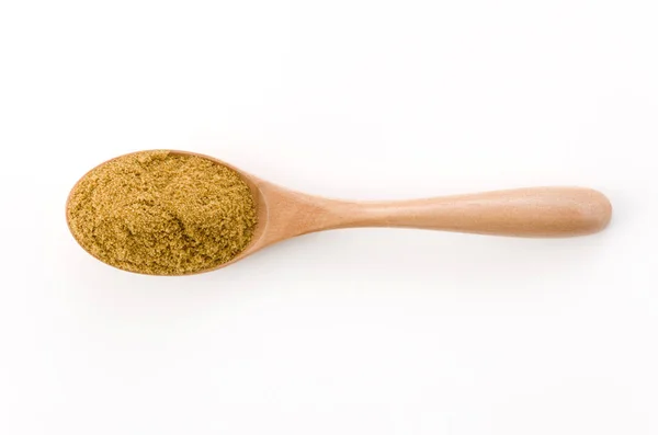 Cumin Powder Wooden Spoon White Background — 스톡 사진