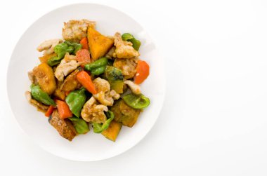 Kızarmış tavuk ve kabak sirkesi.