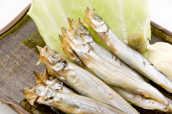 Grilled Komochi Shishamo Plate — Stock Photo, Image