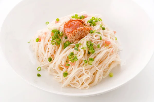 Mentaiko Somen Comida Japonesa Macarrão Someno Com Roe Bacalhau Picante — Fotografia de Stock