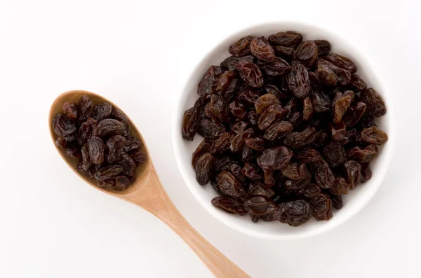 Raisins Small Dish White Background — Stock Photo, Image