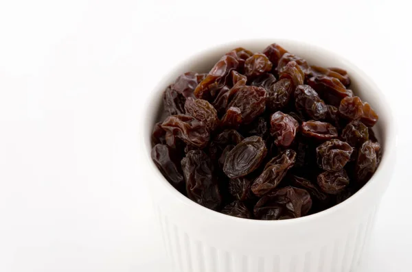 Raisins White Cocotte White Background — Stock Photo, Image