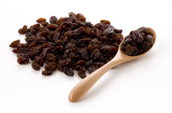 Dried Raisins Wooden Spoon — Stock Photo, Image