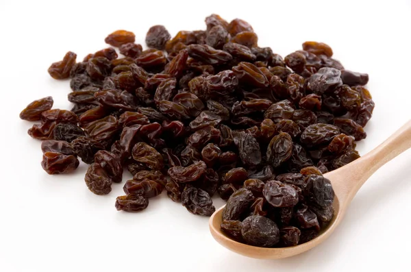 Dried Raisins Wooden Spoon — Stock Photo, Image