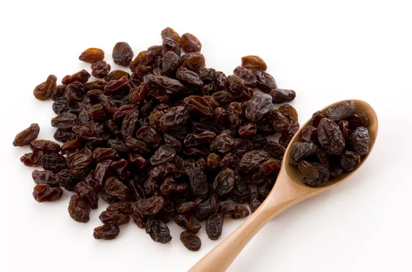 Dried Raisins Wooden Spoon — Stock Photo, Image