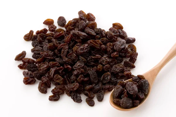Dried Raisins Wooden Spoon — Stock Photo, Image