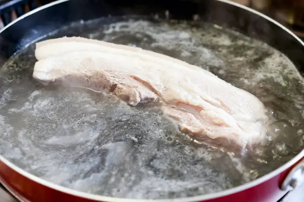 Porco Fervido Porco Ferve Para Preparar Comida — Fotografia de Stock