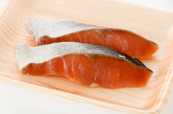 Coho Salmon fillet in foam tray on white background — Stock Image Coho Salmon Fillet Foam Tray White Background Royalty Free Stock Photos