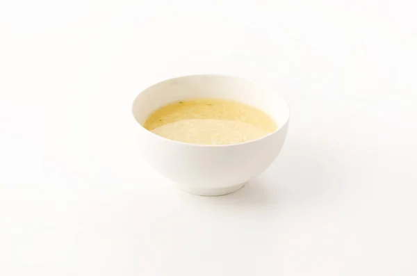 Σούπα Από Γλυκό Καλαμπόκι Άσπρο Μπολ — Φωτογραφία Αρχείου
