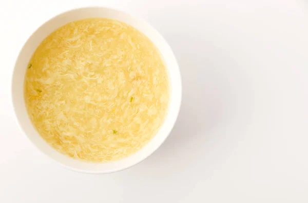 Sweet Corn Egg Drop Soup White Bowl — 스톡 사진