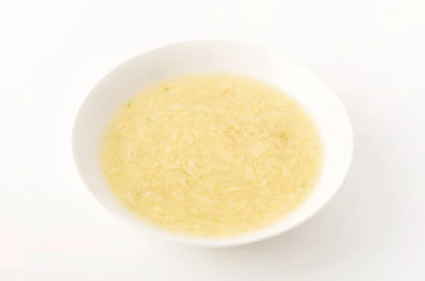 Sweet Corn Egg Drop Soup White Plate — 스톡 사진