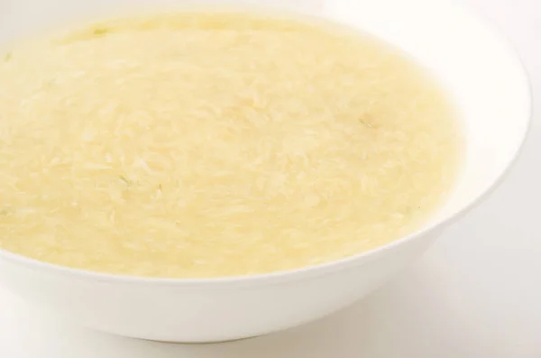 Sweet Corn Egg Drop Soup White Plate — 스톡 사진