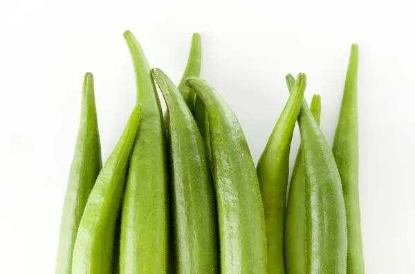 Färsk Okra Vit Bakgrund — Stockfoto