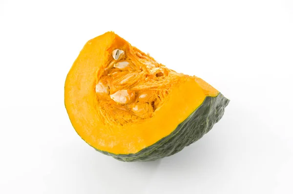 Fresh Sliced Pumpkin Kabocha Squash Isolated White Background — Stock Photo, Image