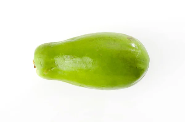 Groene Papaya Witte Achtergrond — Stockfoto