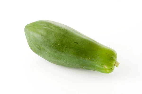 Groene Papaya Witte Achtergrond — Stockfoto