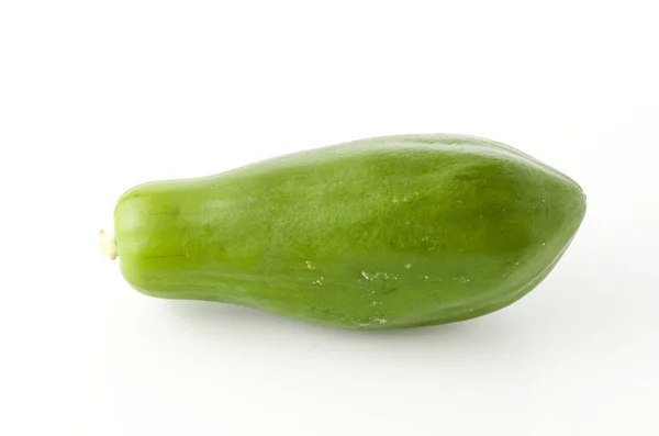Zielone Papaja Białym Tle — Zdjęcie stockowe