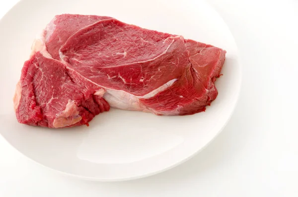 Steak Plate White Background — 스톡 사진