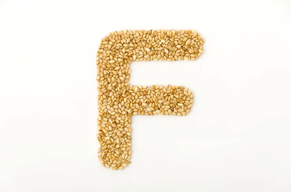 Toasted Sesame Seeds Letter Uppercase English Alphabet Isolated White Background — Stock Photo, Image