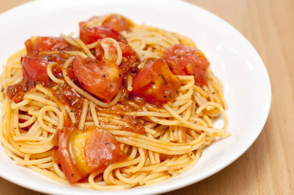 Pasta Fresh Tomatoes Meat Sauce — Stock Photo, Image