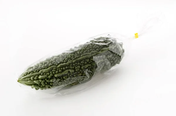 Bitter Melon Plastic Bag White Background — 스톡 사진