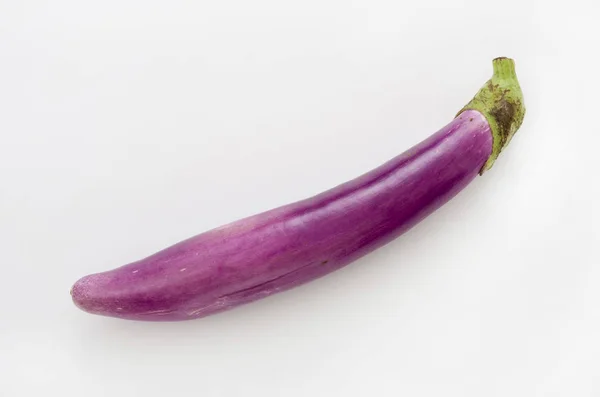 Long Light Purple Eggplant Isolated White Background — 스톡 사진