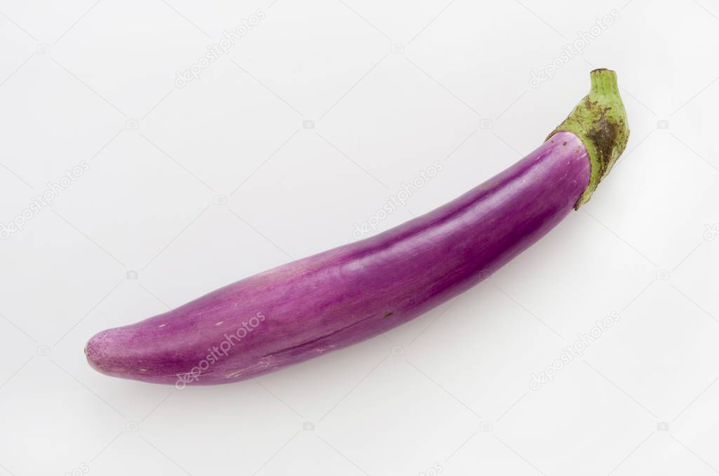 Long Light purple eggplant isolated white background
