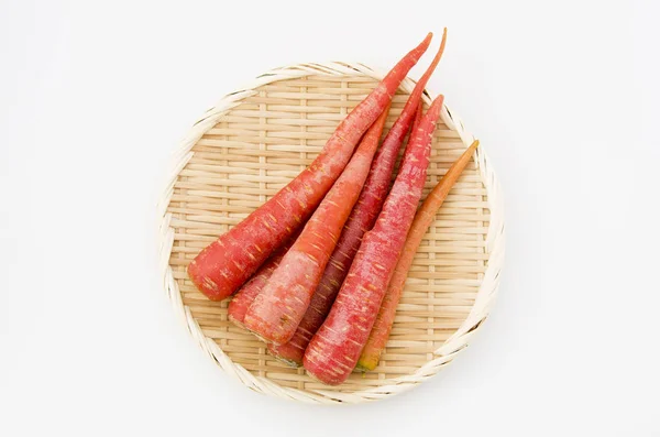 Ortaggi Giapponesi Kintoki Ninjin Kintoki Carota Kyoto Carota Rossa Setaccio — Foto Stock