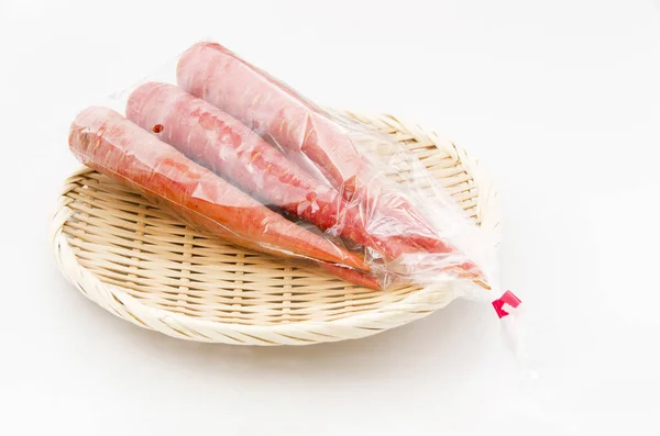 Japanisches Gemüse Kintoki Ninjin Kintoki Karotte Kyoto Rote Karotte Plastiktüte — Stockfoto
