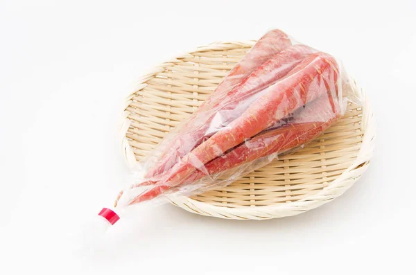 Japanisches Gemüse Kintoki Ninjin Kintoki Karotte Kyoto Rote Karotte Plastiktüte — Stockfoto