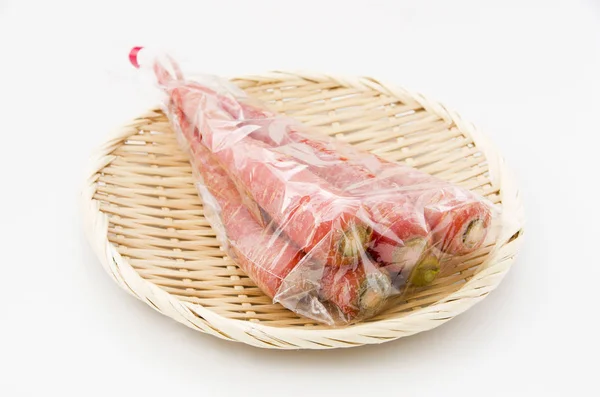 Japońskie Warzywa Kintoki Ninjin Kintoki Marchew Kioto Czerwona Marchewka Plastikowej — Zdjęcie stockowe