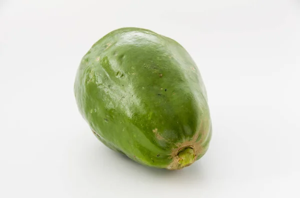 Groene Papaya Witte Achtergrond — Stockfoto