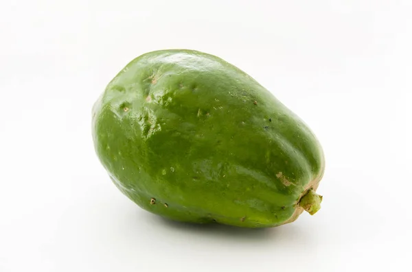 Zöld Papaya Fehér Háttér — Stock Fotó