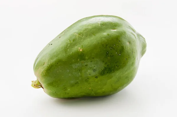 Groene Papaya Witte Achtergrond — Stockfoto